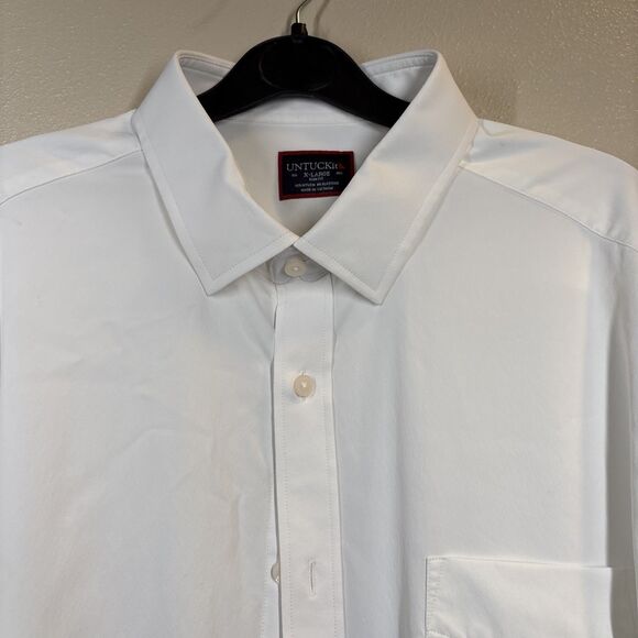 UNTUCKit 90% Nylon elastine Stretch White Button Up Shirt Mens X LARGE SLIM - Picture 3 of 12